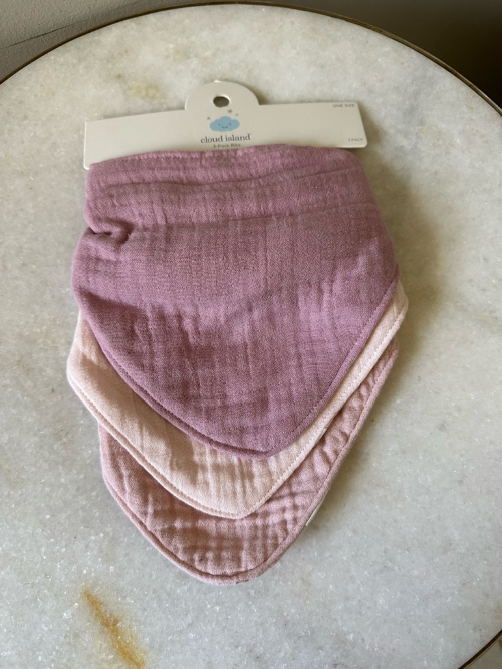 Cloud Island Baby Girl 3 Pack Pink Muslin Bandana Bibs Drool Burp Bib Snap 0-3M